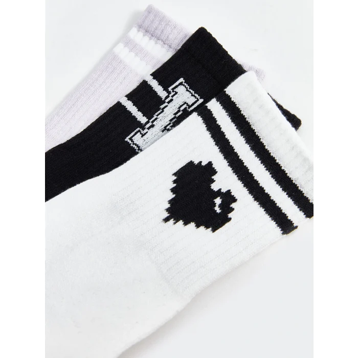 LCW DREAM Ekru Baskılı Kadın Soket Çorap 3lü