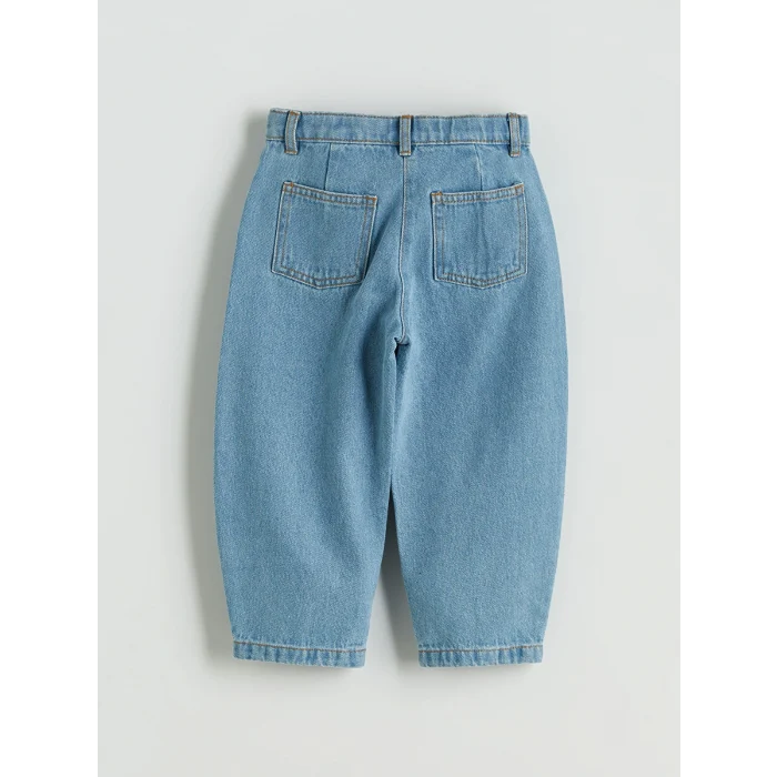 LCW Kids Indigo Rahat Kalıp Çiçek Nakışlı Kız Çocuk Jean Pantolon