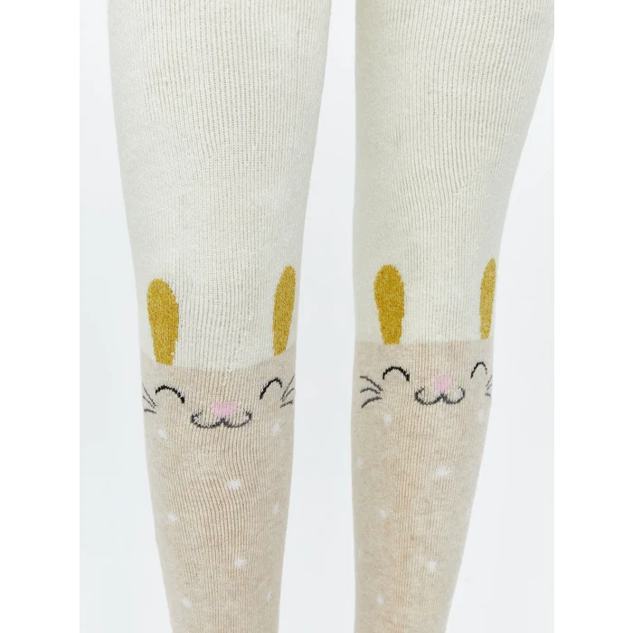 LCW Kids Ekru Desenli Kız Çocuk Külotlu Çorap