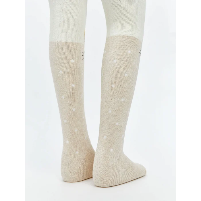 LCW Kids Ekru Desenli Kız Çocuk Külotlu Çorap