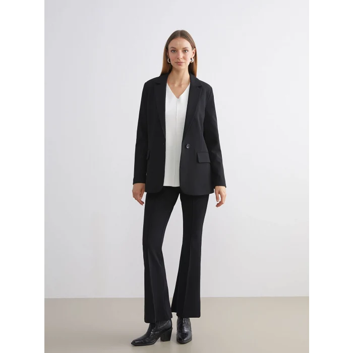 LCW Modest Siyah Büyük Beden Dar Fit İspanyol Paça Kadın Pantolon