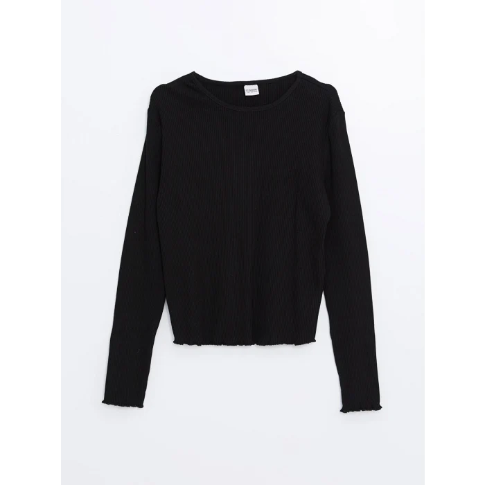 LCW Kids Siyah Bisiklet Yaka Kız Çocuk Tişört