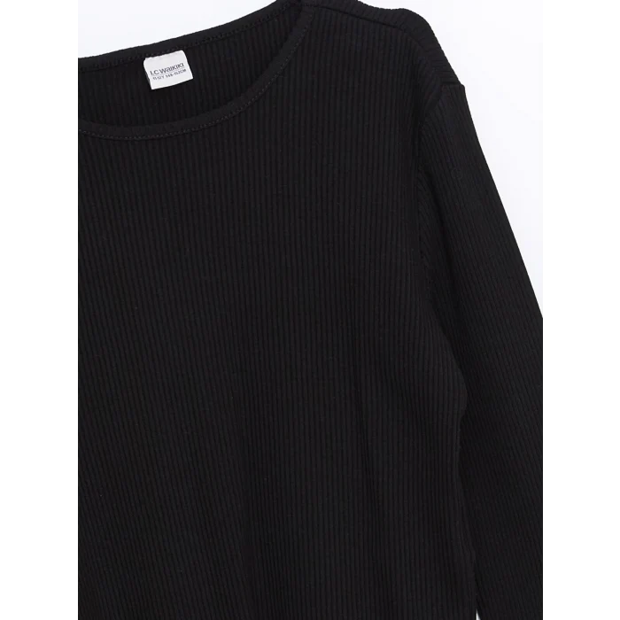 LCW Kids Siyah Bisiklet Yaka Kız Çocuk Tişört