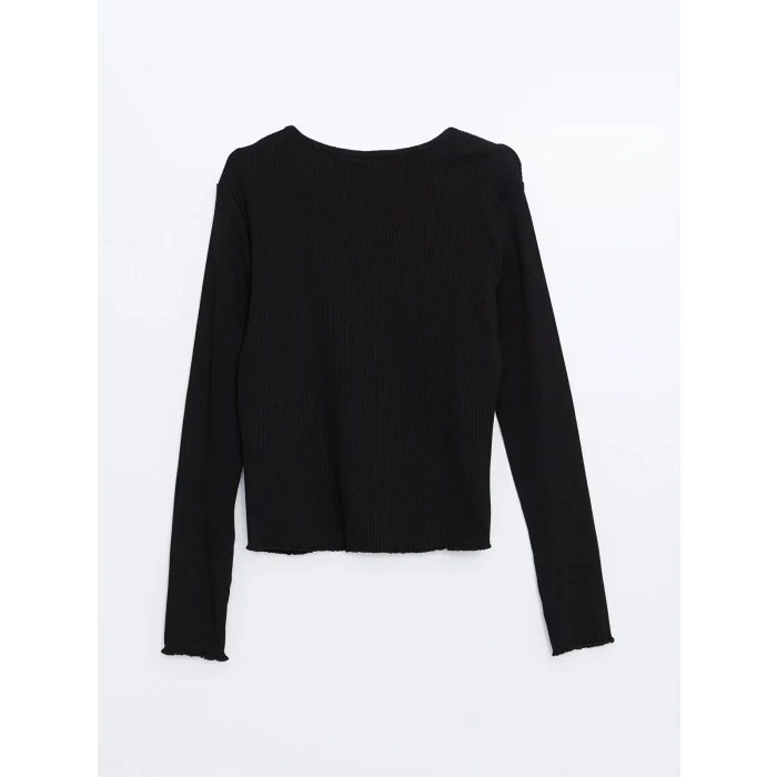 LCW Kids Siyah Bisiklet Yaka Kız Çocuk Tişört