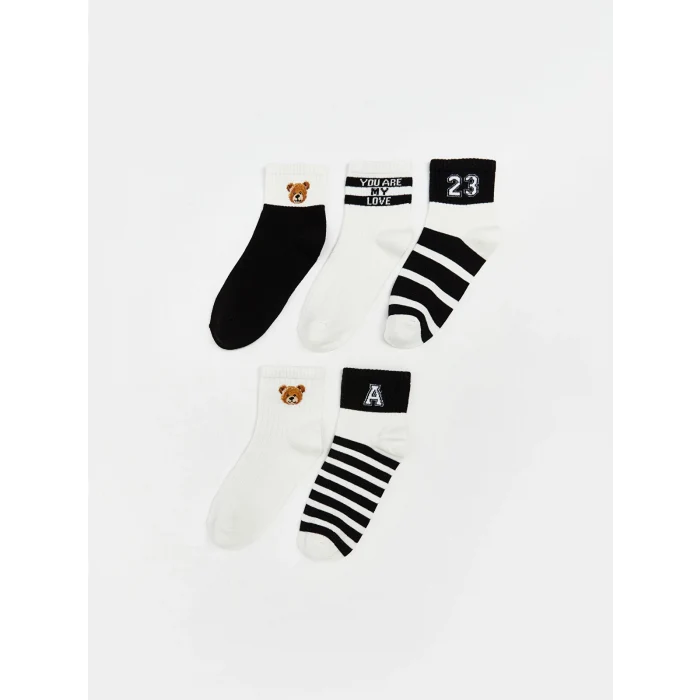 LCW DREAM Siyah Baskılı Kadın Soket Çorap 5li