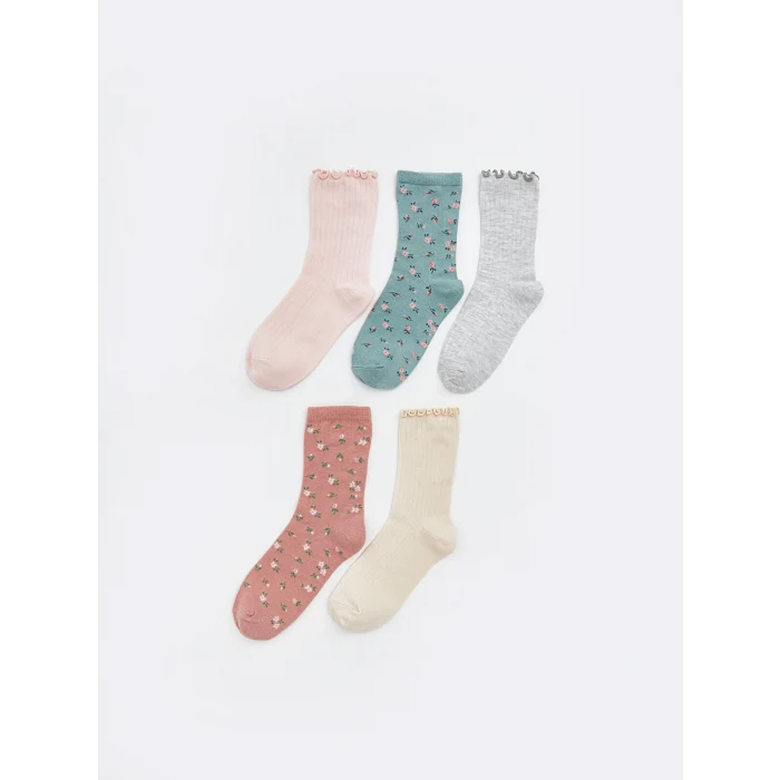 LCW DREAM Pembe Çiçekli Kadın Soket Çorap 5li