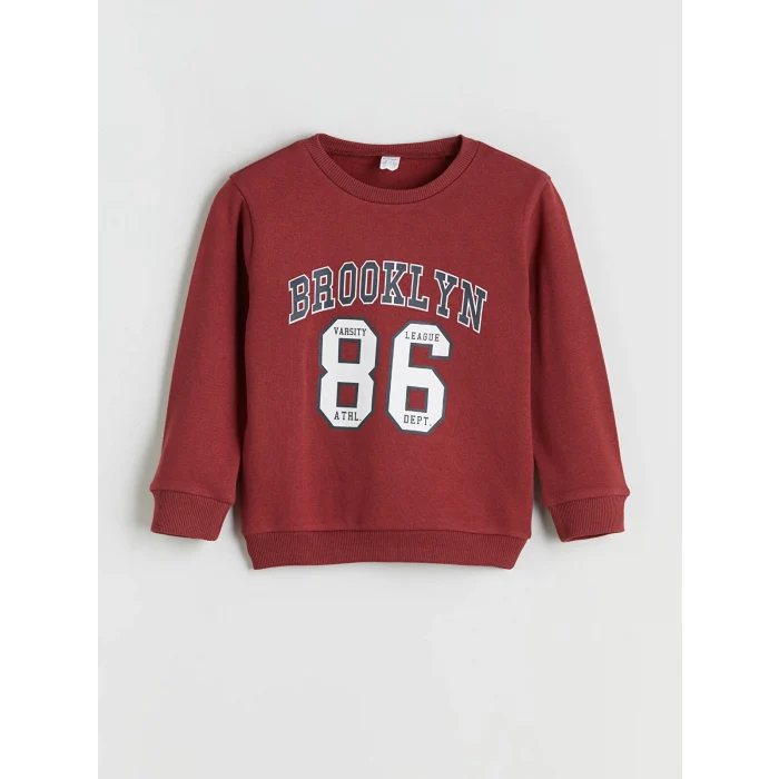 LCW Kids Bordo Yazı Baskılı Erkek Çocuk Sweatshirt