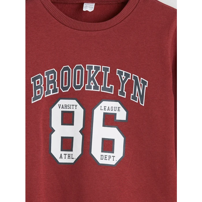 LCW Kids Bordo Yazı Baskılı Erkek Çocuk Sweatshirt