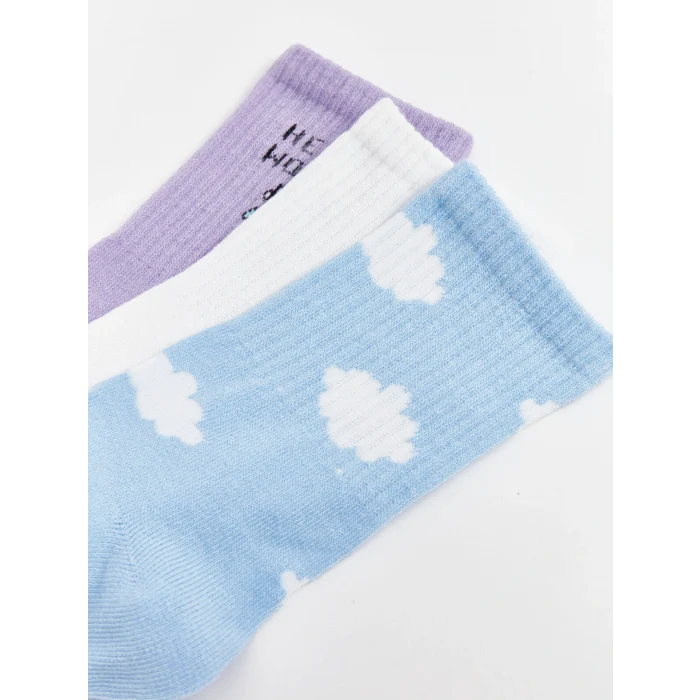 LCW DREAM Mavi Baskılı Kadın Soket Çorap 3lü