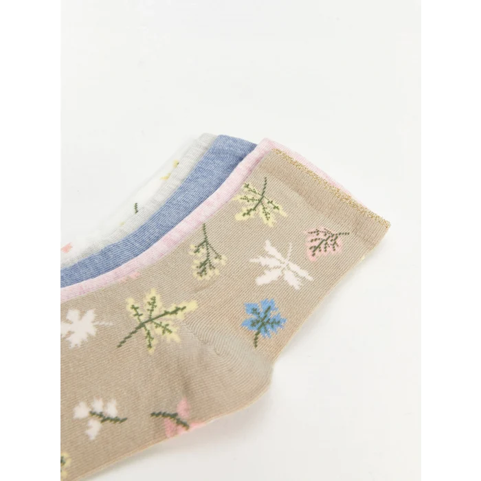 LCW DREAM Ekru Desenli Kadın Soket Çorap 5li