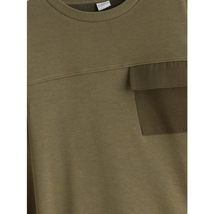 LCW Kids Haki Bisiklet Yaka Erkek Çocuk Sweatshirt