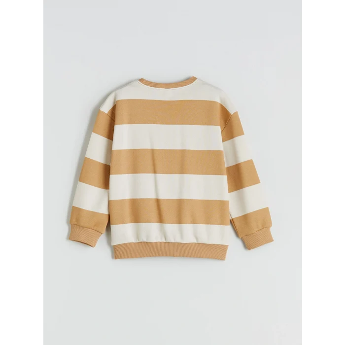 LCW Kids Bej Bisiklet Yaka Baskılı Erkek Çocuk Sweatshirt