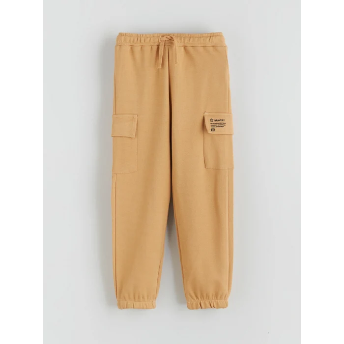 LCW Kids Bej Beli Lastikli Baskılı Erkek Çocuk Eşofman Alt