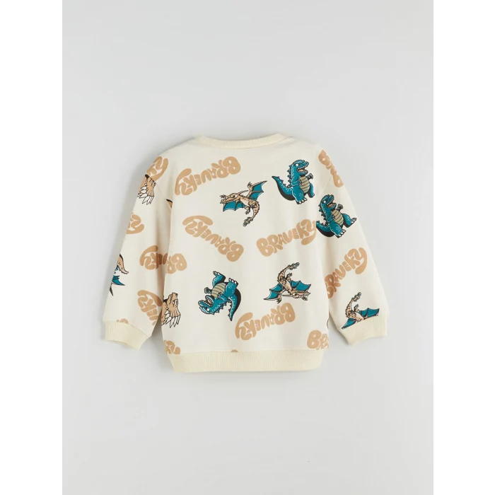 LCW Kids Bej Baskılı Erkek Çocuk Sweatshirt