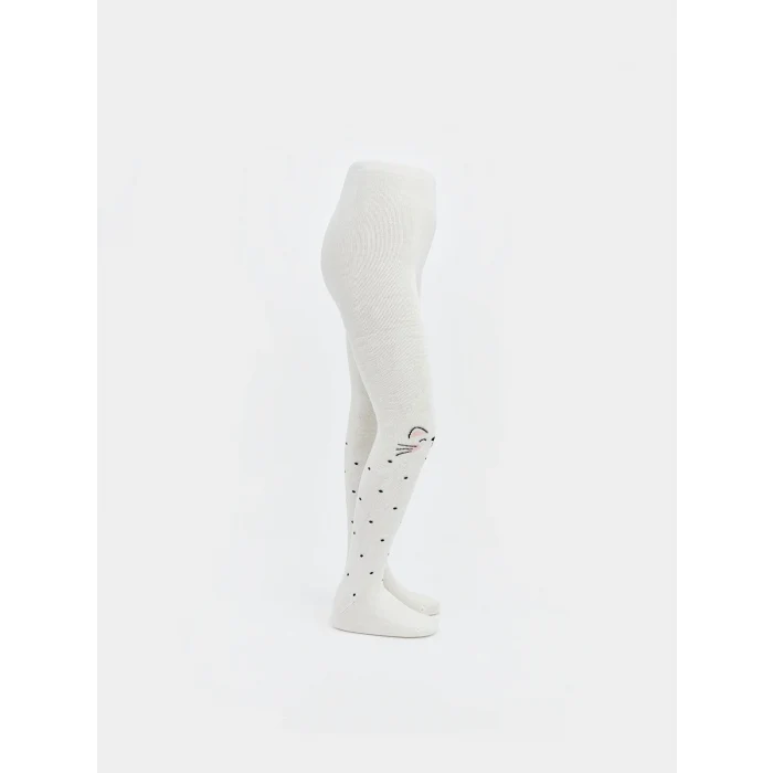 LCW Kids Ekru Desenli Kız Çocuk Külotlu Çorap