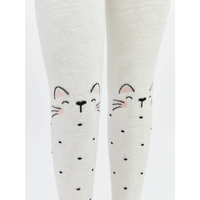 LCW Kids Ekru Desenli Kız Çocuk Külotlu Çorap