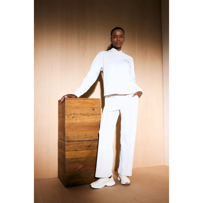 Defacto F1691AXBG721 Bej DeFactoFit Standart Fit Kapüşonlu Baskılı Skuba Dalgıç Kumaş Sporcu Sweatshirt