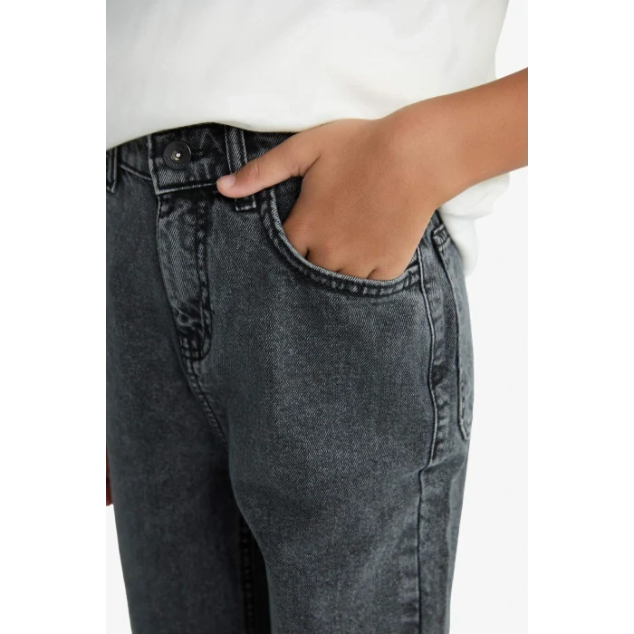 Defacto F0453A8NM40 Siyah Erkek Çocuk Wide Leg Düz Paça Jean Pantolon