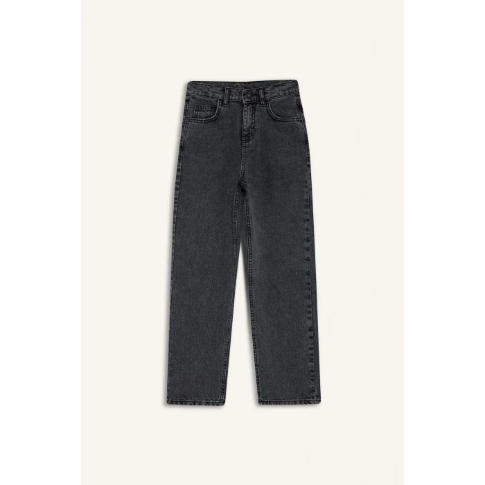 Defacto F0453A8NM40 Siyah Erkek Çocuk Wide Leg Düz Paça Jean Pantolon