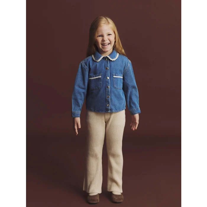 LCW Kids Mavi Bebe Yaka Kız Çocuk Jean Ceket