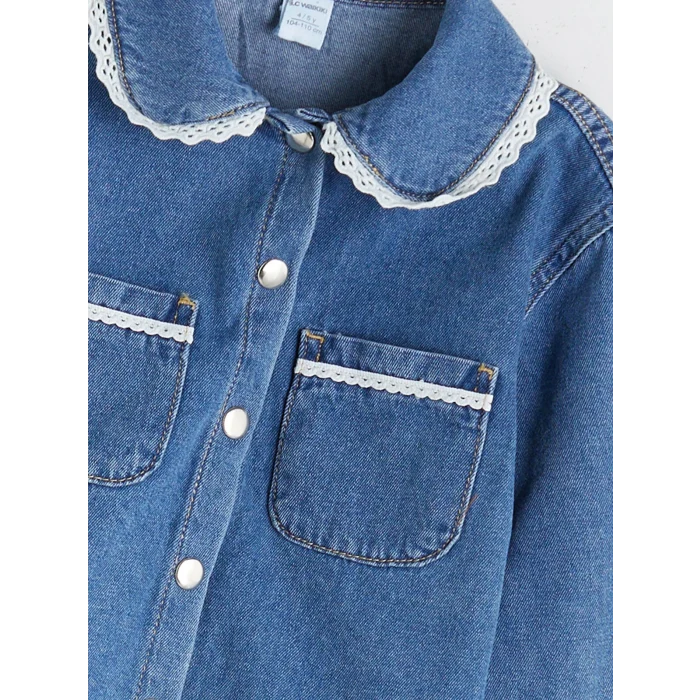LCW Kids Mavi Bebe Yaka Kız Çocuk Jean Ceket