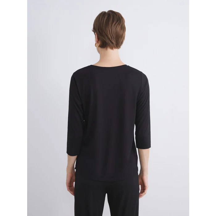 LCWAIKIKI Classic Siyah Bisiklet Yaka Taşlı Bluz