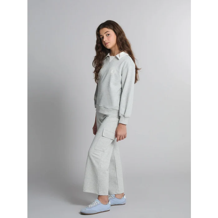 LCW Kids Gri Gömlek Yaka Kız Çocuk Eşofman Takım