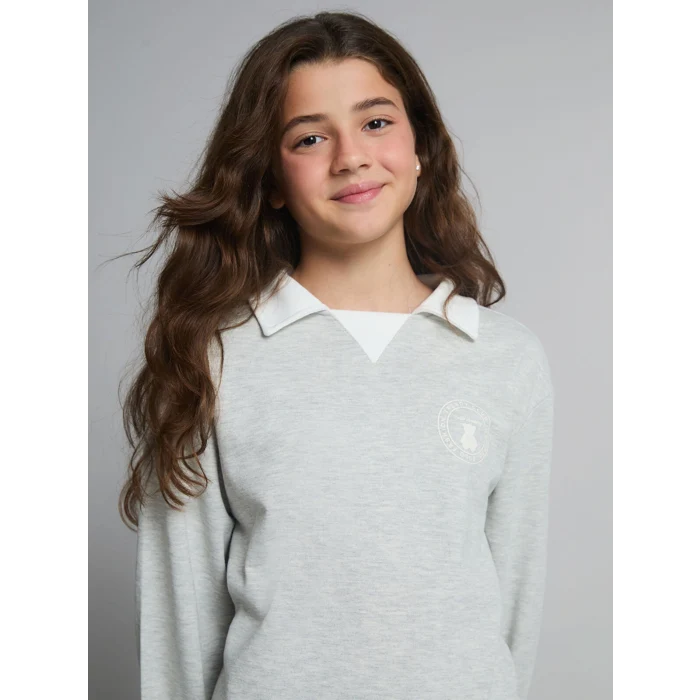 LCW Kids Gri Gömlek Yaka Kız Çocuk Eşofman Takım