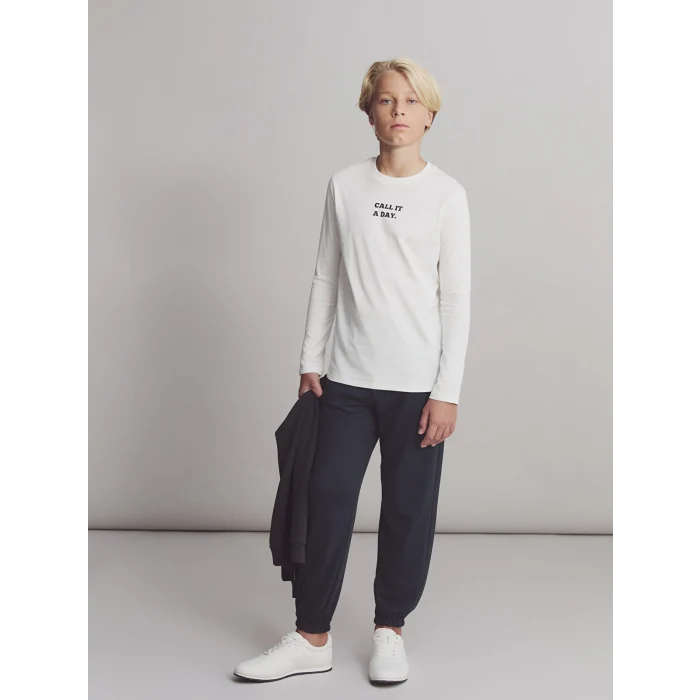 LCW Kids Ekru Bisiklet Yaka Erkek Çocuk Tişört