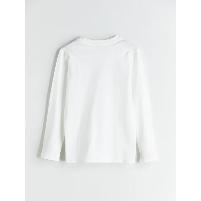 LCW Kids Ekru Bisiklet Yaka Erkek Çocuk Tişört