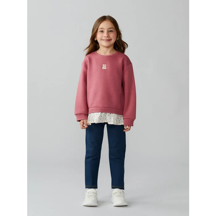 LCW Kids İndigo Beli Lastikli Kız Çocuk Tayt Pantolon