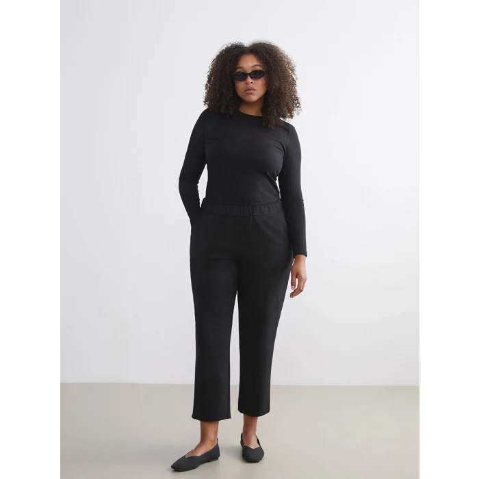 LCW Grace Siyah Büyük Beden Beli Lastikli Kadın Pantolon