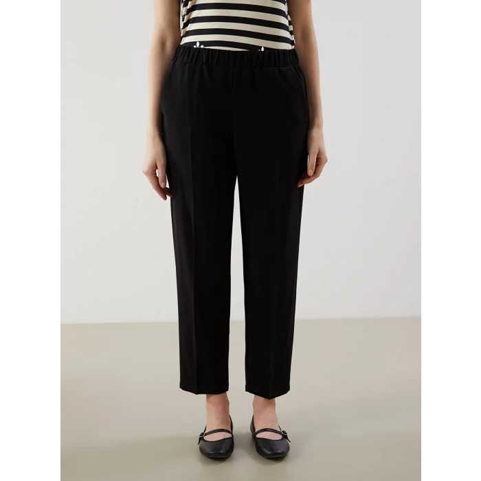 LCW Grace Siyah Büyük Beden Beli Lastikli Kadın Pantolon