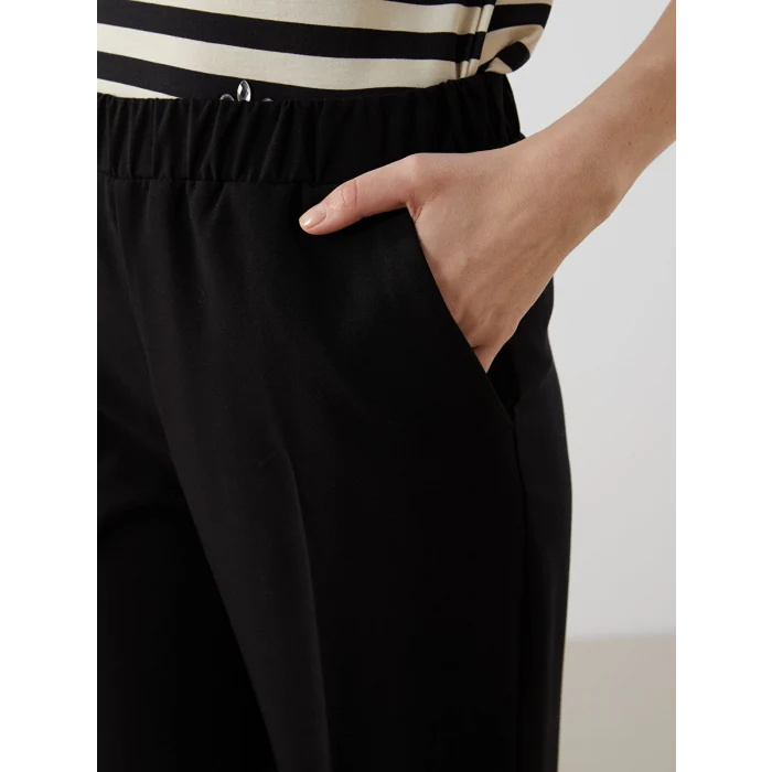 LCW Grace Siyah Büyük Beden Beli Lastikli Kadın Pantolon