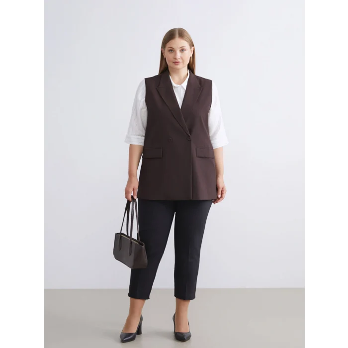 LCWAIKIKI Classic Siyah Büyük Beden Beli Kemerli Kadın Cigarette Pantolon