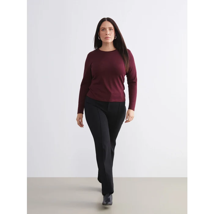 LCWAIKIKI Classic Siyah Büyük Beden Dar Fit İspanyol Paça Kadın Pantolon