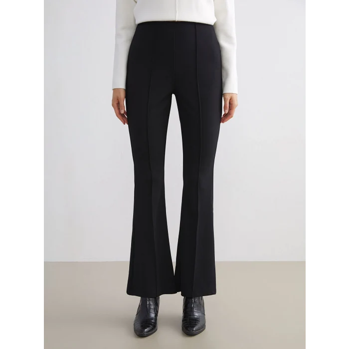 LCW Modest Siyah Büyük Beden Dar Fit İspanyol Paça Kadın Pantolon