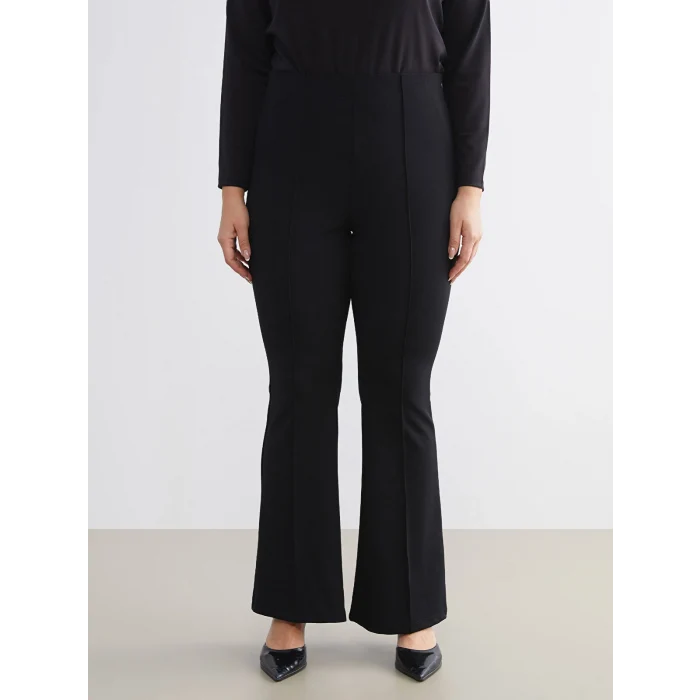LCW Modest Siyah Büyük Beden Dar Fit İspanyol Paça Kadın Pantolon