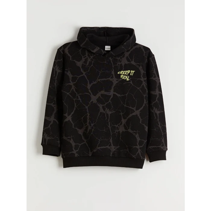 LCW Kids Siyah Kapüşonlu Erkek Çocuk Sweatshirt