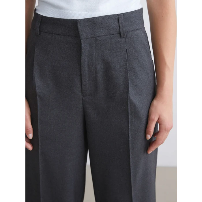 XSIDE Antrasit Geniş Paça Pileli Kadın Pantolon