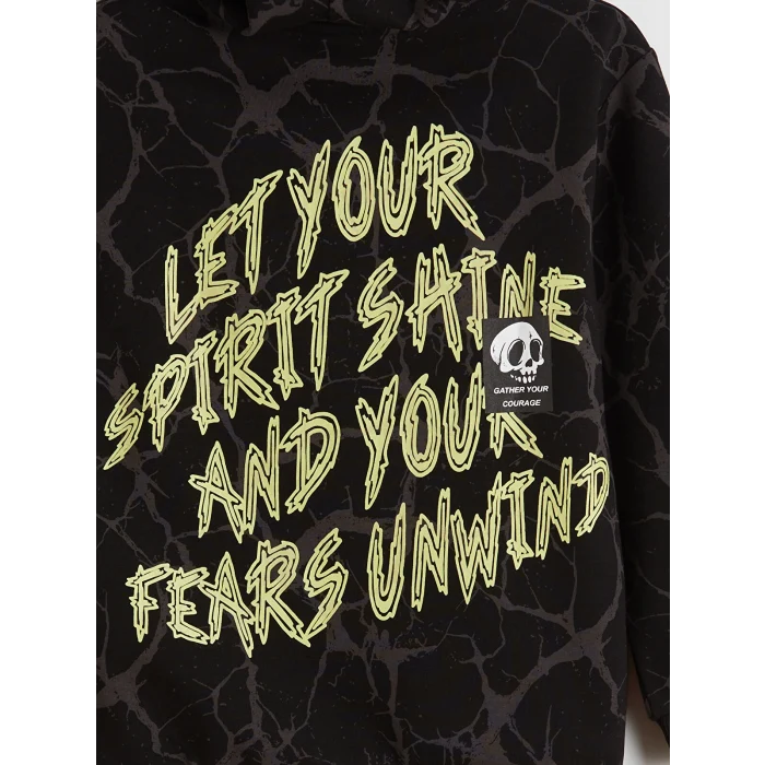 LCW Kids Siyah Kapüşonlu Erkek Çocuk Sweatshirt