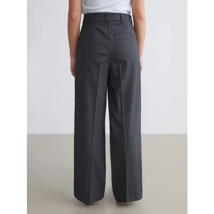 XSIDE Antrasit Geniş Paça Pileli Kadın Pantolon