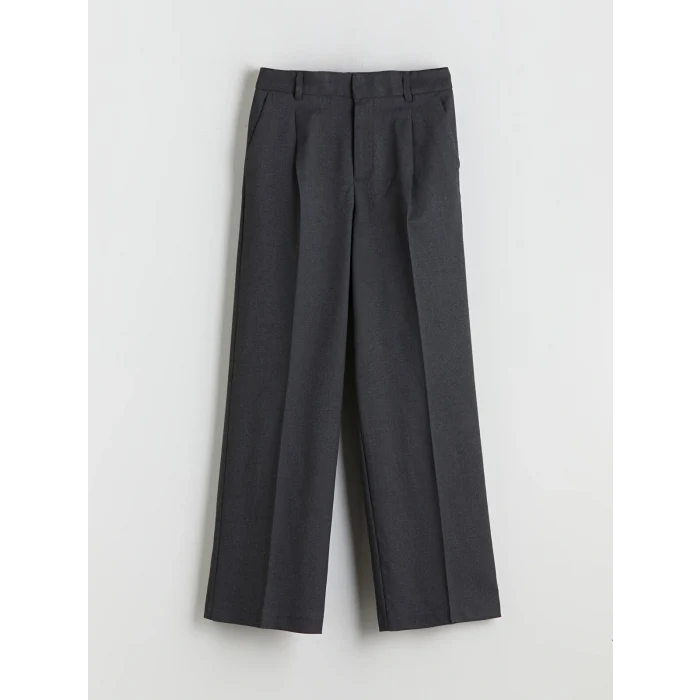 XSIDE Antrasit Geniş Paça Pileli Kadın Pantolon