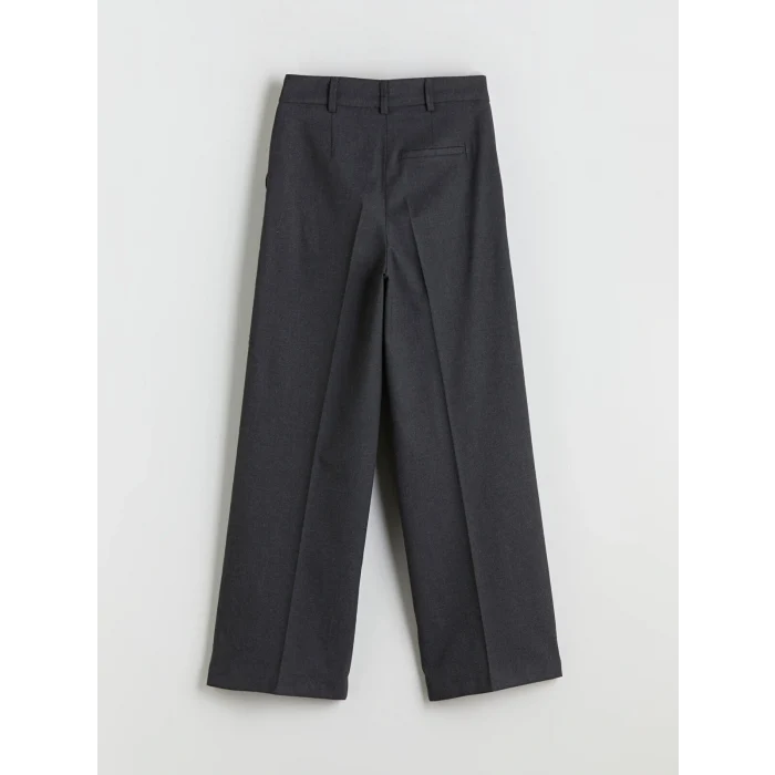 XSIDE Antrasit Geniş Paça Pileli Kadın Pantolon