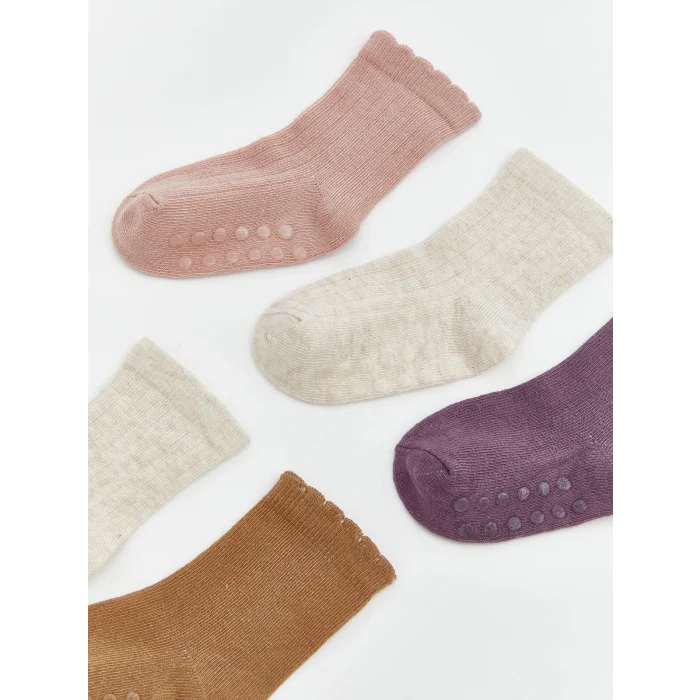 LCW baby Pembe Desenli Kız Bebek Soket Çorap 5li