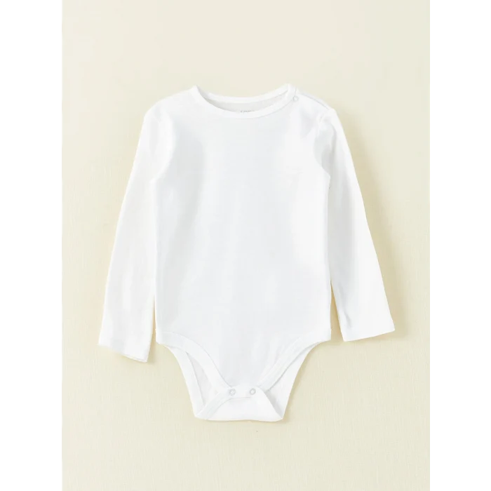 LCW baby Beyaz Bisiklet Yaka Basic Kız Bebek Çıtçıtlı Bodysuit 2li