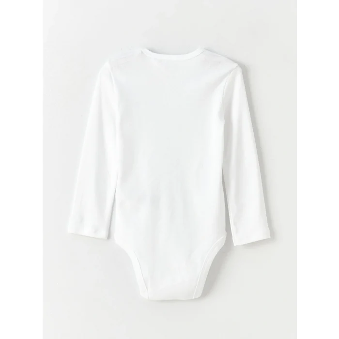 LCW baby Beyaz Bisiklet Yaka Kız Bebek Çıtçıtlı Bodysuit 2li