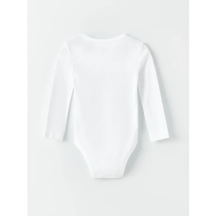 LCW baby Beyaz Bisiklet Yaka Kız Bebek Çıtçıtlı Bodysuit 2li