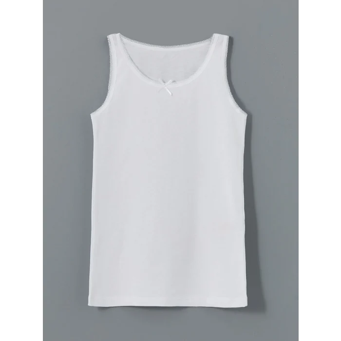 LCW Kids Beyaz Bisiklet Yaka Kız Çocuk Atlet 2li