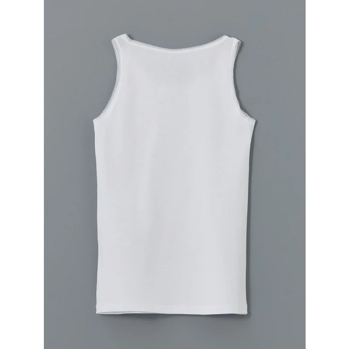 LCW Kids Beyaz Bisiklet Yaka Kız Çocuk Atlet 2li